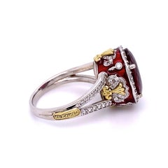 10,66 Karat Ovaler Rubelit Emaille und Diamant Gold Stambolian Cocktail Ring