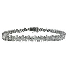 10,66 Karat birnenförmiges Diamant-Tennisarmband aus 14K Weißgold, 7 Zoll