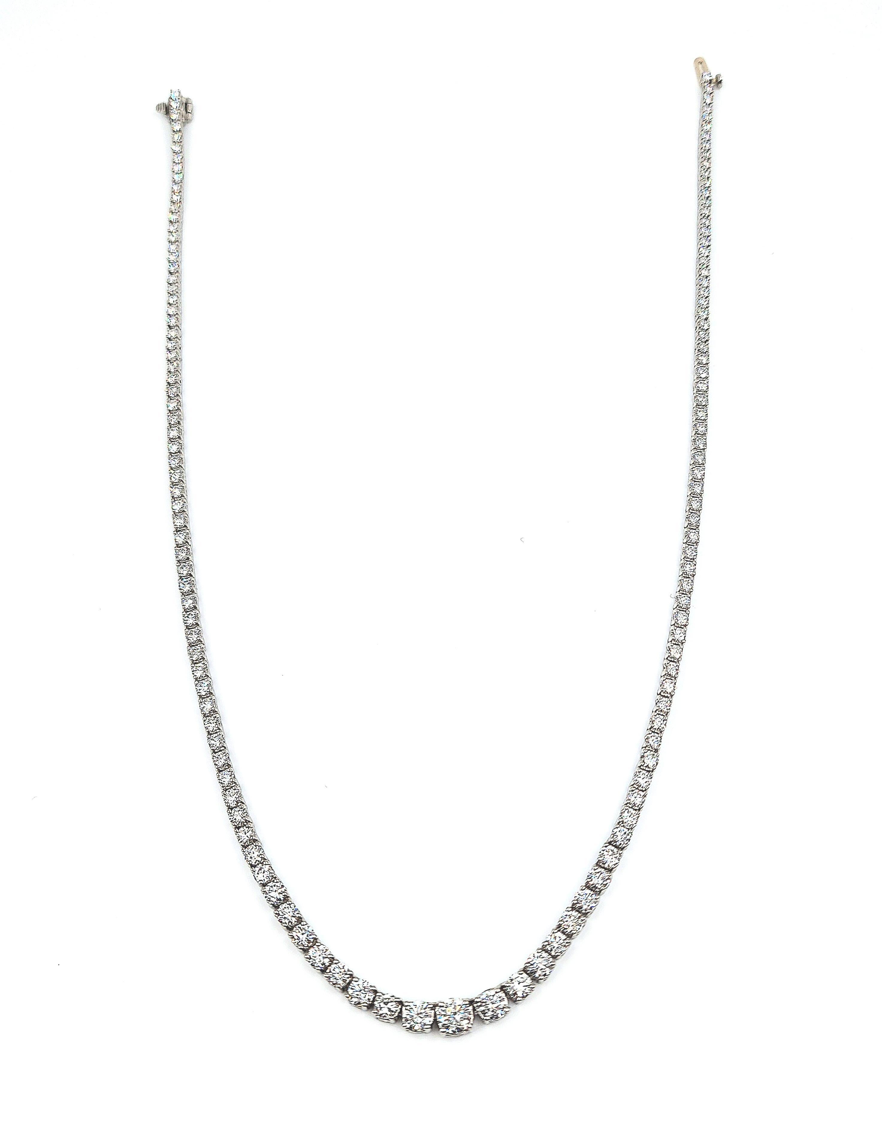 10.66 ct Riviera Graduated Diamond Necklace For Sale 2