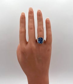 10.67 Carat Blue Sapphire Octagonal and Cadillac Diamond Ring in 18K White Gold