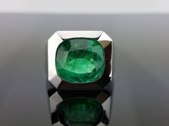 10.67 Carat Emerald and 18 Karat White Gold Men's Band Ring
