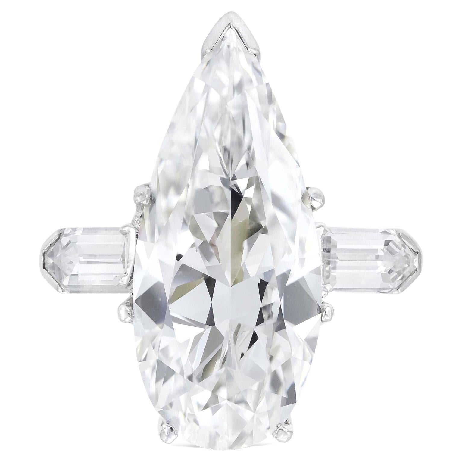10.67 Carat GIA Certified Pear Shaped Diamond Engagement Ring
