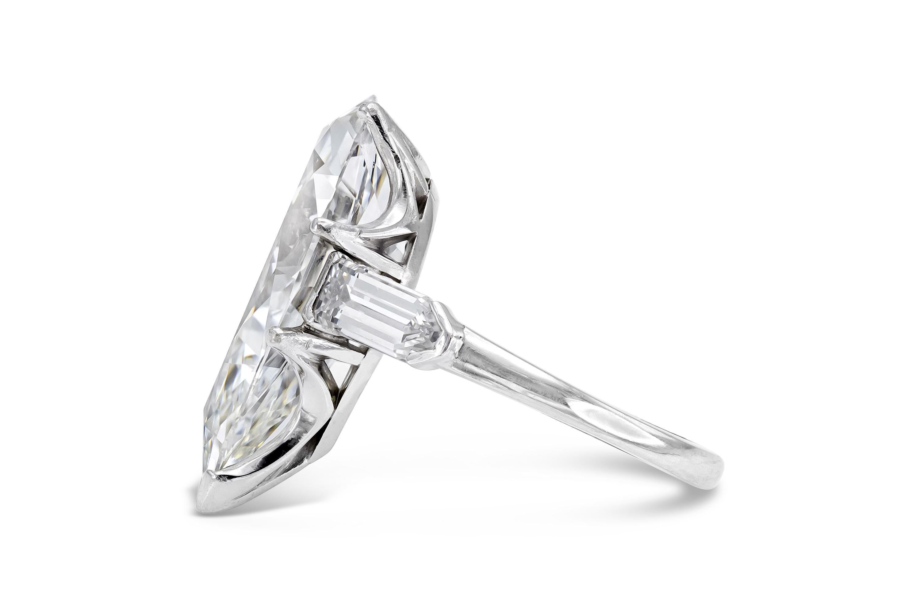 Pear Cut 10.67 Carat Pear Shaped Diamond Engagement Ring For Sale