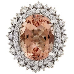 Natural Morganite Diamond Ring In 14 Karat Solid White Gold 