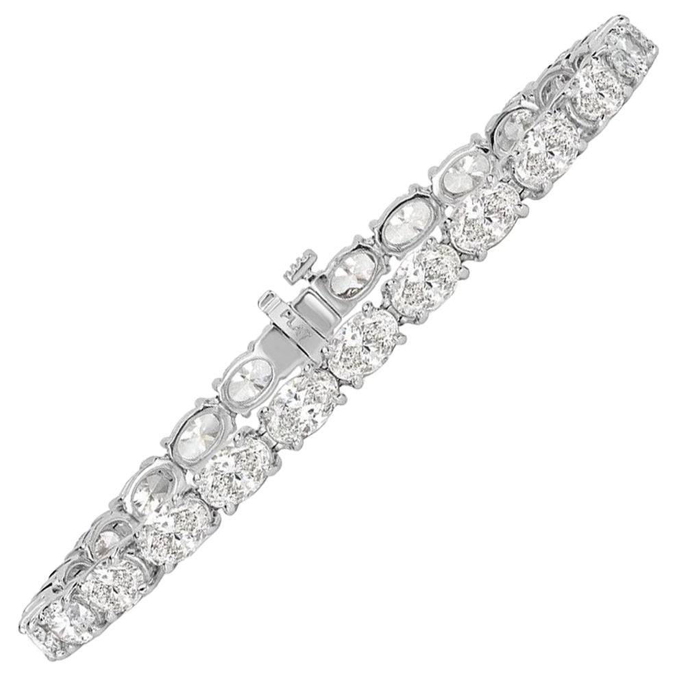 10.69ct Oval Cut Diamond Tennis Bracelet in Platinum