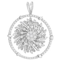 1.06Carat SI/H Diamond Swirl Floral Pendant Necklace 18 Karat White Gold