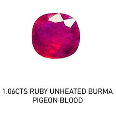 1.06Ct AIGS Certificate Natural Ruby Unheated Burma Pigeon Blood Color Gemstone