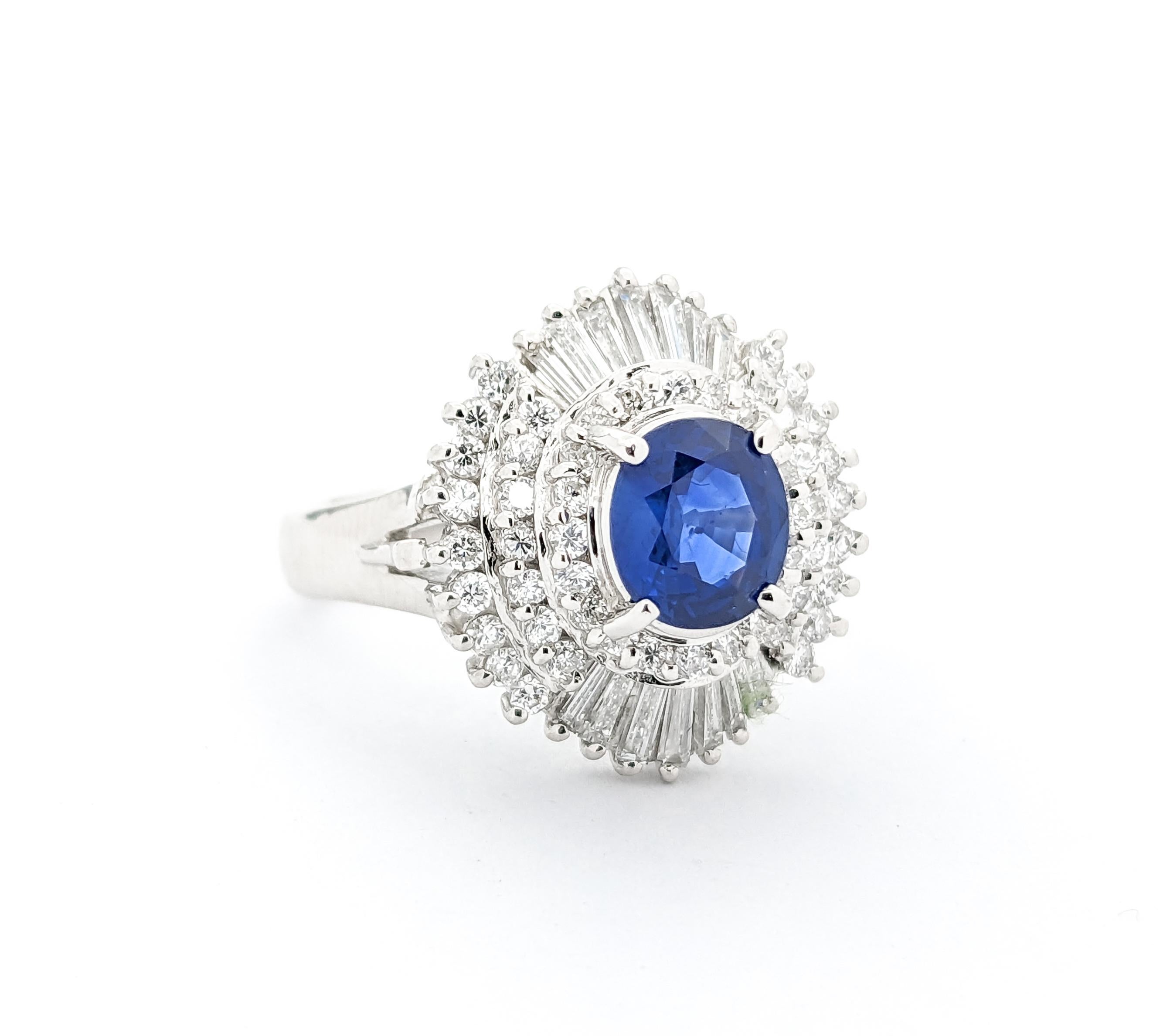 Women's 1.06ct Blue Sapphire & .85ctw Diamond Ring In Platinum For Sale