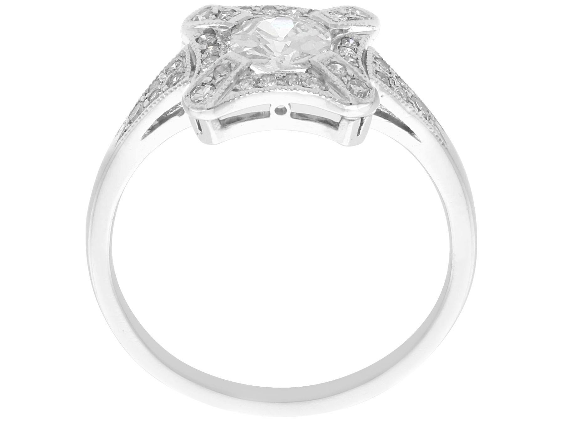 Old European Cut 1.06 Carat Diamond and Platinum Cluster Engagement Ring For Sale