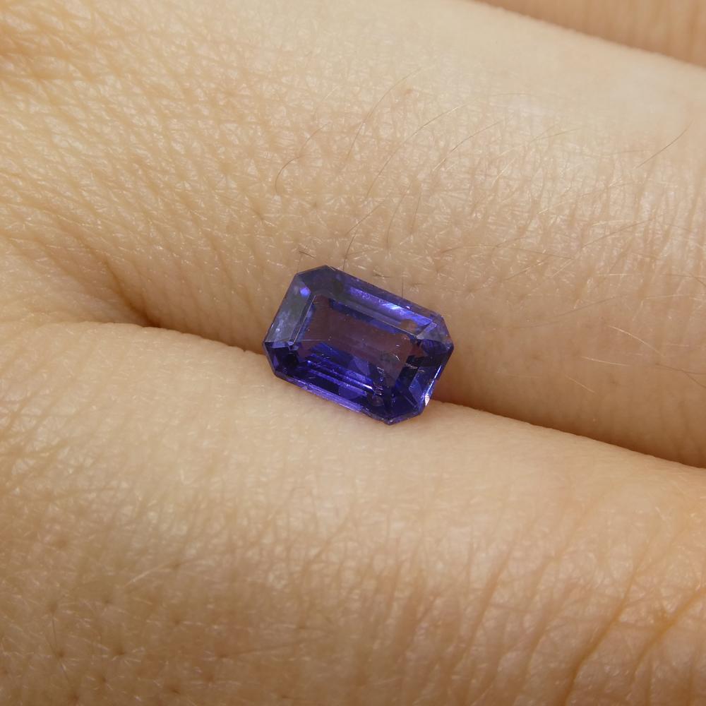 Women's or Men's 1.06 Carat Emerald Cut Purple Sapphire from East Africa, Unheated For Sale