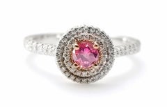 1.06ct Fancy Deep Pink Vivid Diamond Engagement Ring GIA Round Hallo 18K Gold