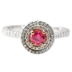 1.06ct Fancy Deep Pink Vivid Diamond Engagement Ring GIA Round Hallo 18K Gold