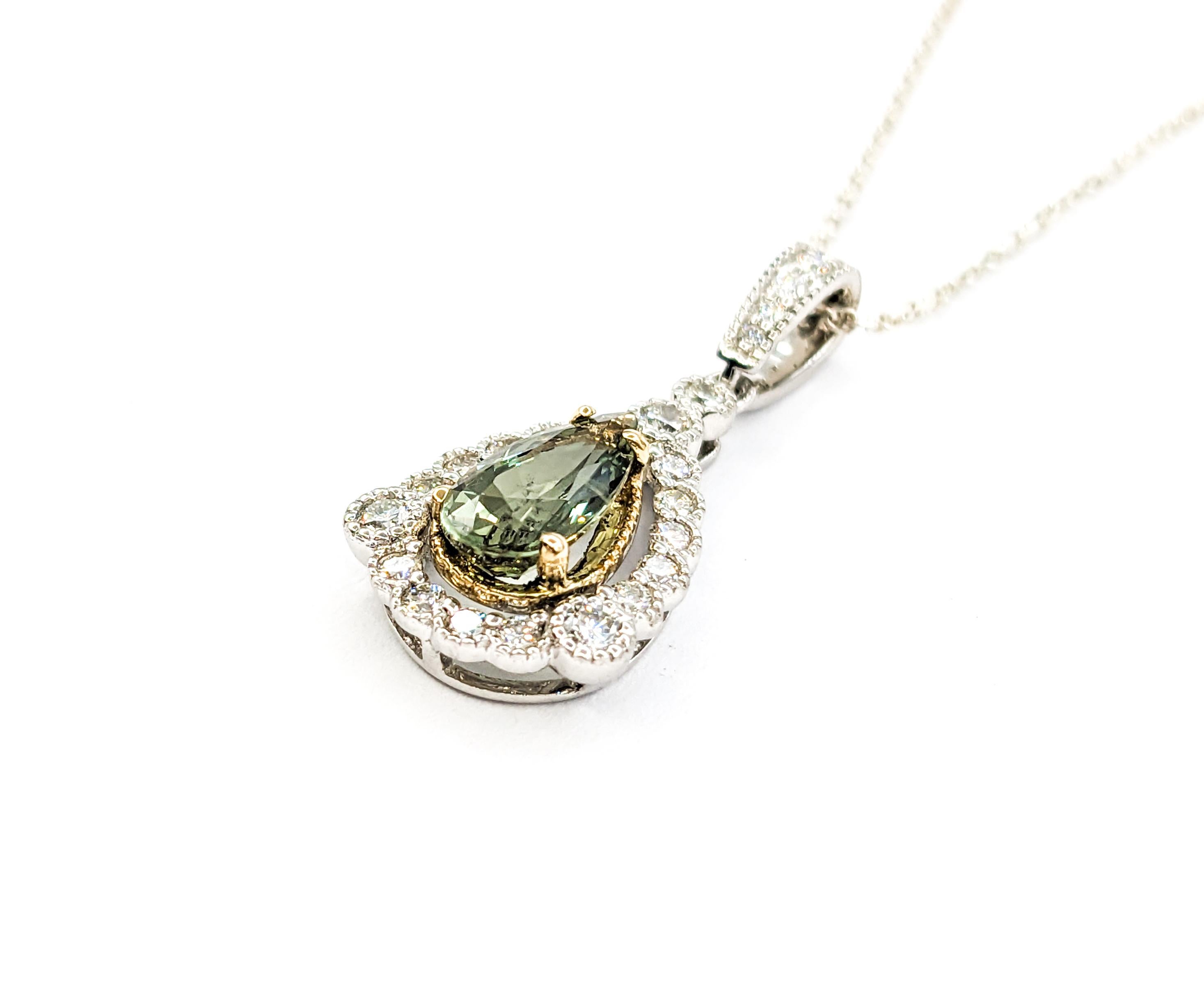 Ciondolo di alessandrite GIA da 1,06 ct con diamanti in oro bicolore In condizioni Nuovo in vendita a Bloomington, MN