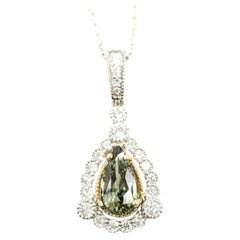 1.06ct GIA Alexandrite Pendant With Diamonds In Two-Tone Gold