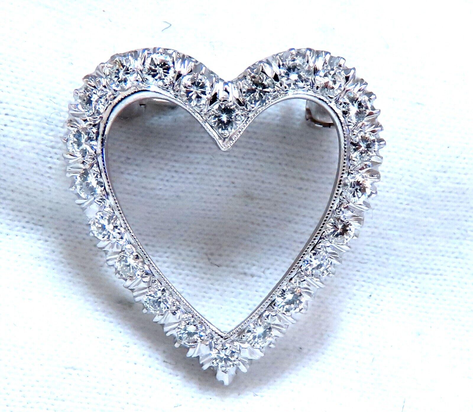1.06ct Natural Diamonds Heart Pin 14kt Option Pendant In New Condition For Sale In New York, NY