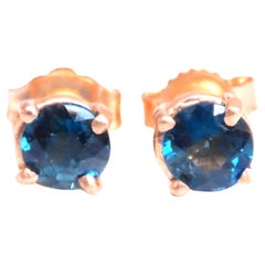 Boucles d'oreilles à clous en saphir naturel bleu pervenche de 1,06 ct, or 14 carats 12605*