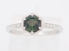 1.06ct Nigerian Sapphire Engagement Ring 14K White Gold R6500