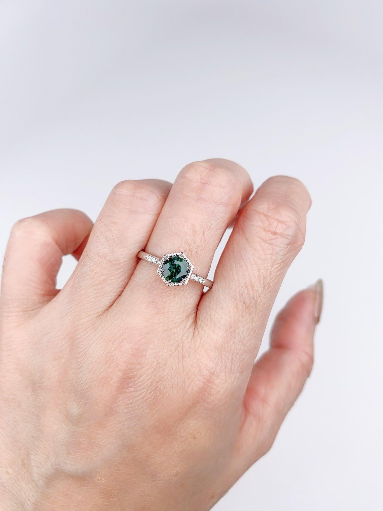 1.06ct Nigerian Sapphire Engagement Ring 14K White Gold R6500 1