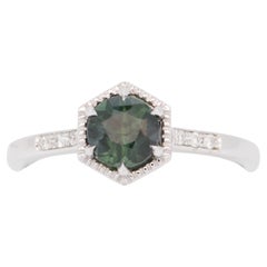 1.06ct Nigerian Sapphire Engagement Ring 14K White Gold R6500