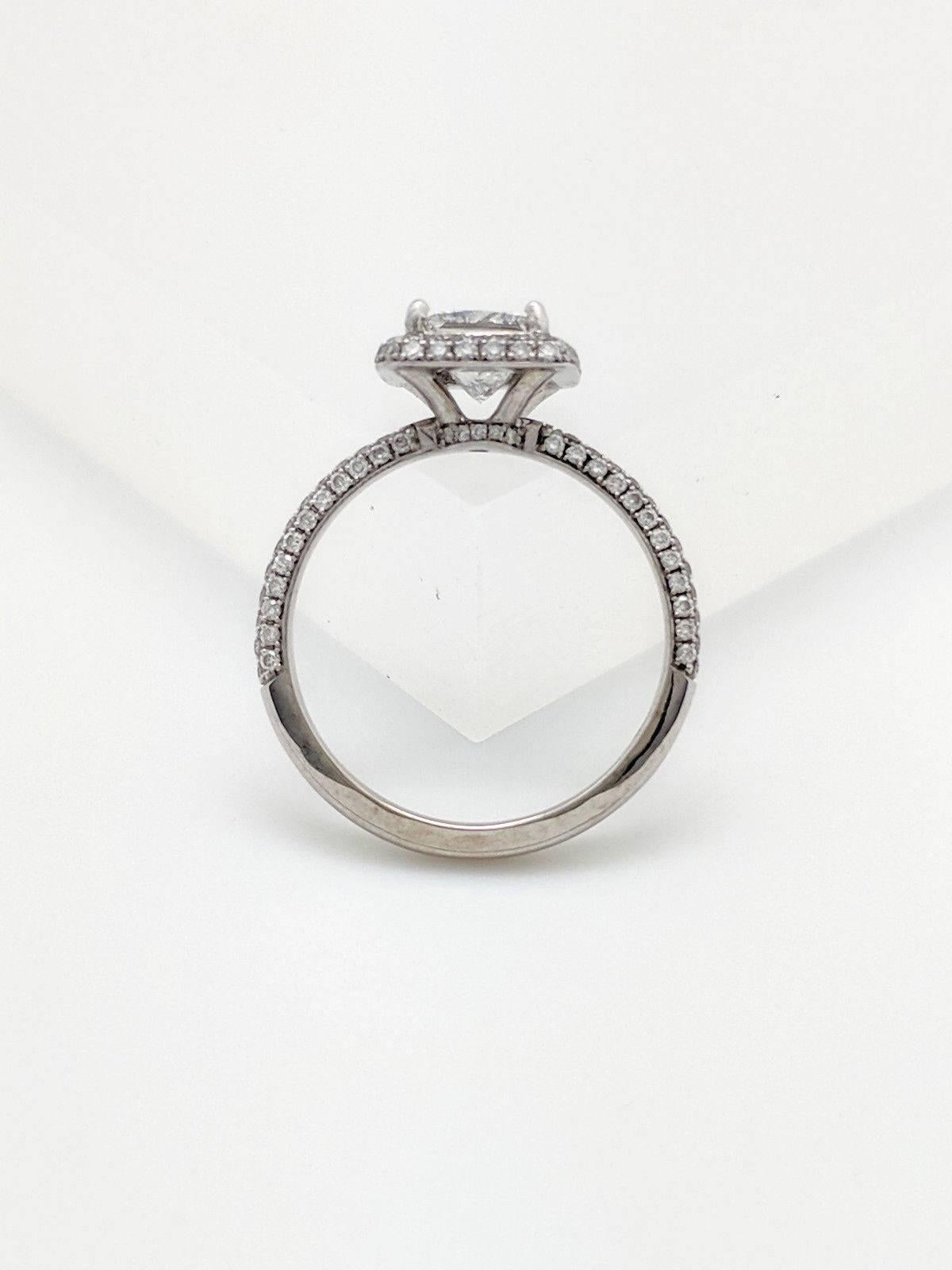 Women's or Men's 1.06 Carat Princess Cut Natural Diamond Halo Ring GIA Certified VVS2/E