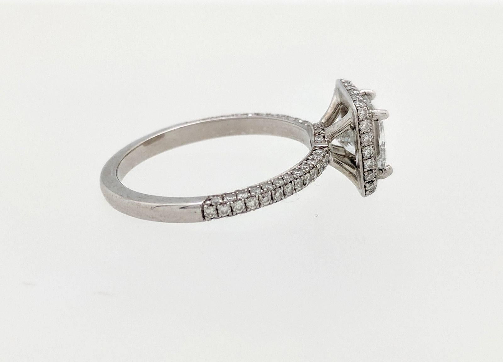 1.06 Carat Princess Cut Natural Diamond Halo Ring GIA Certified VVS2/E 3
