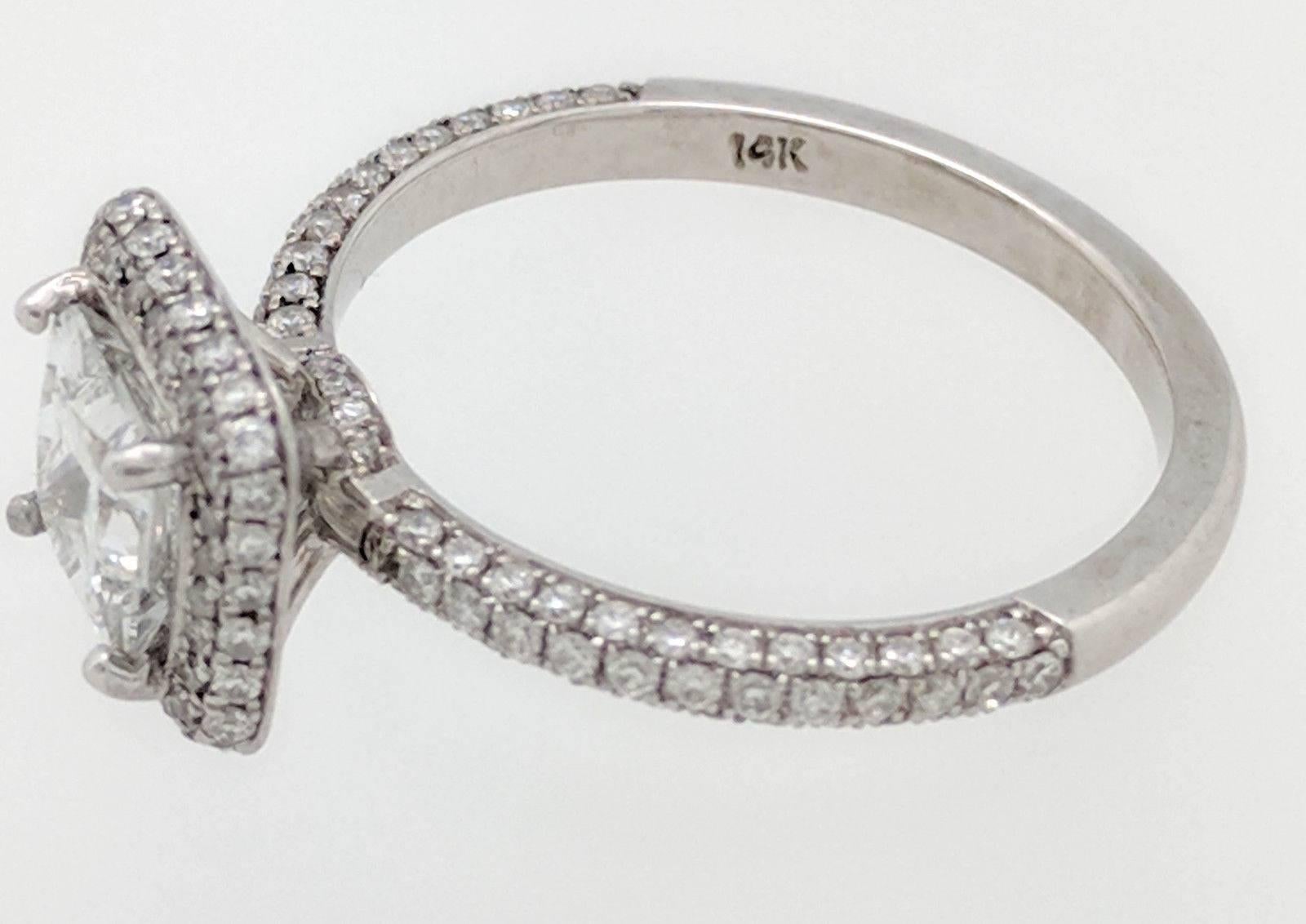 1.06 Carat Princess Cut Natural Diamond Halo Ring GIA Certified VVS2/E 4