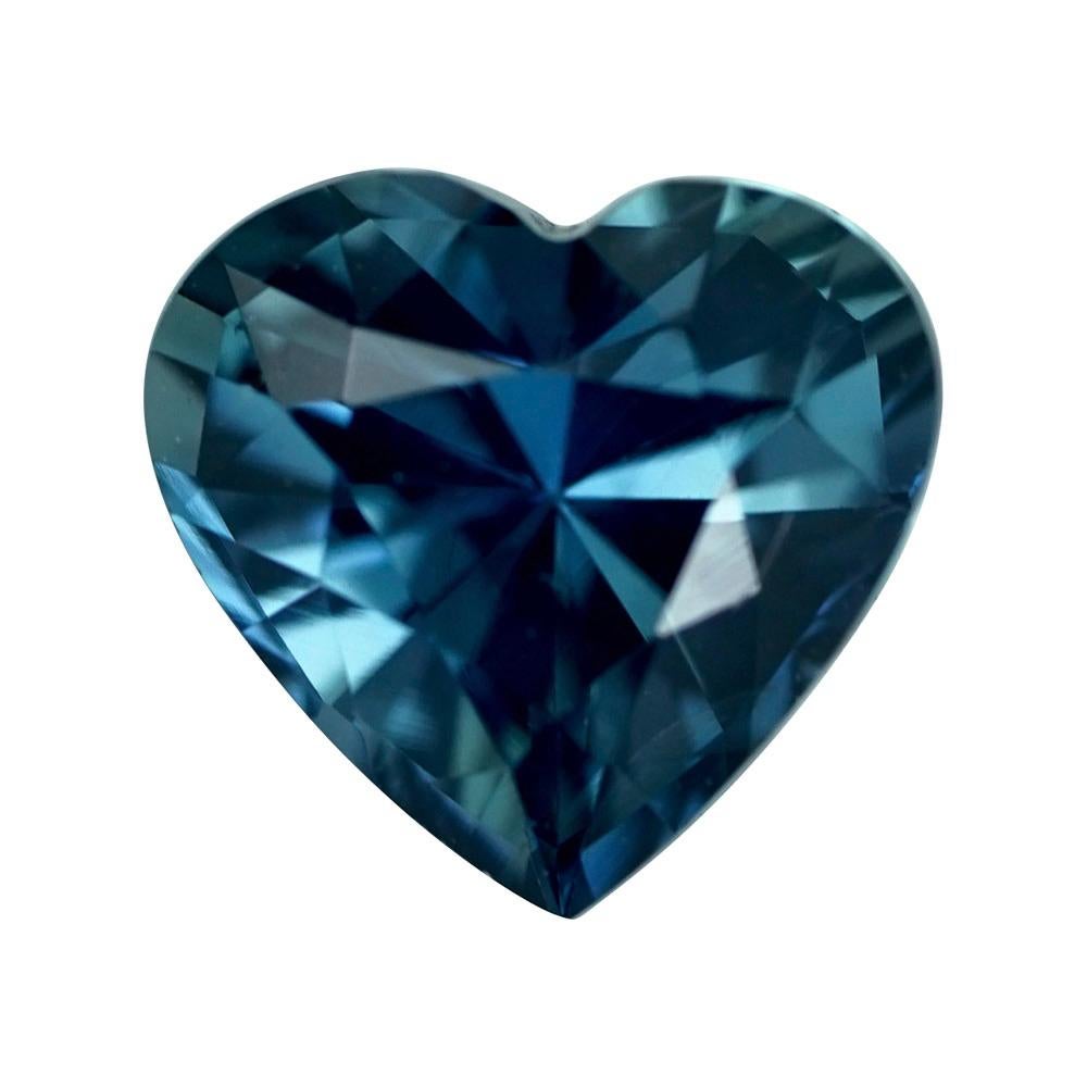 Women's or Men's 1.06	ct Teal Sapphire Heart Natural Unheated For Sale