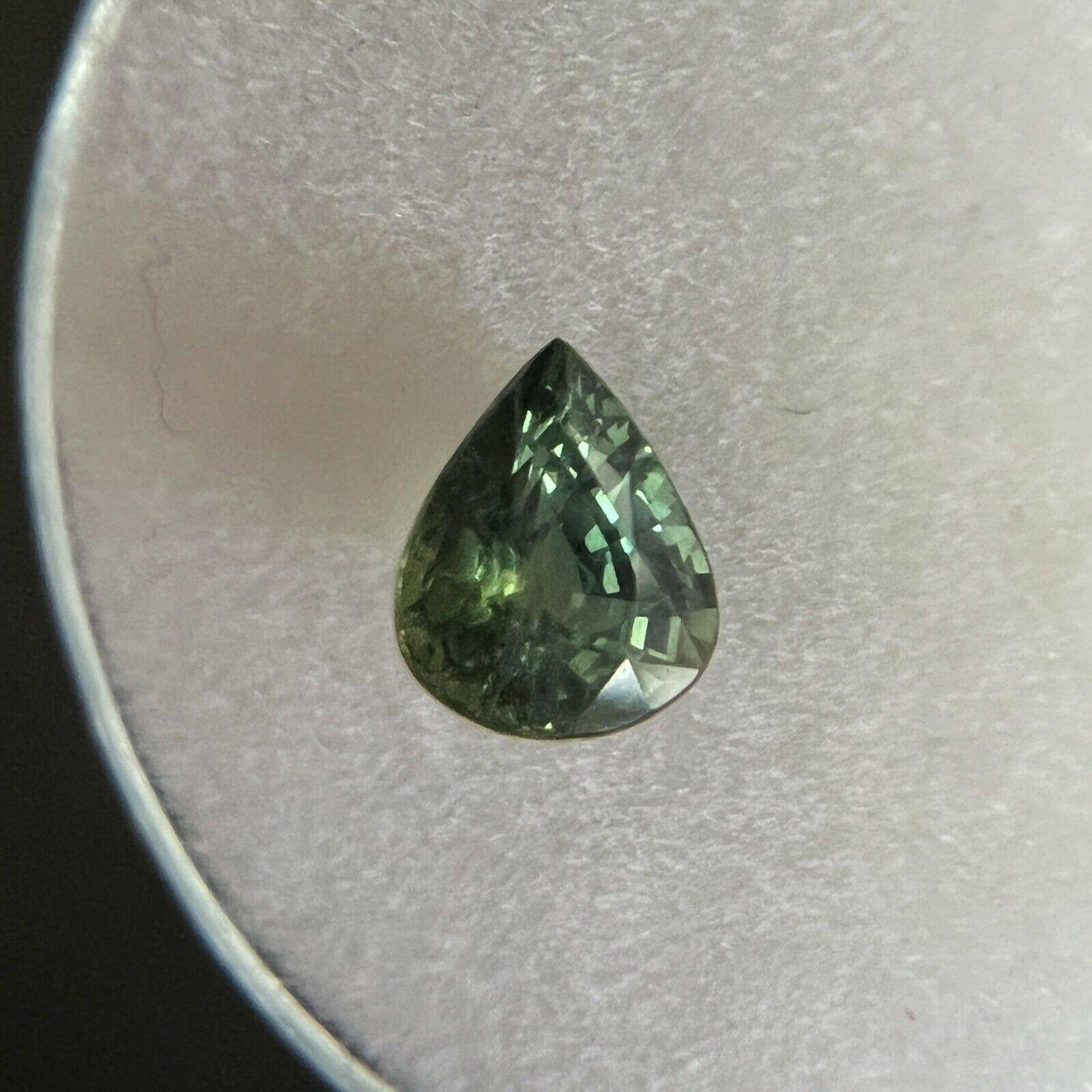1.06ct Vivid Green Australia Sapphire Pear Teardrop Cut Loose Gem In New Condition In Birmingham, GB