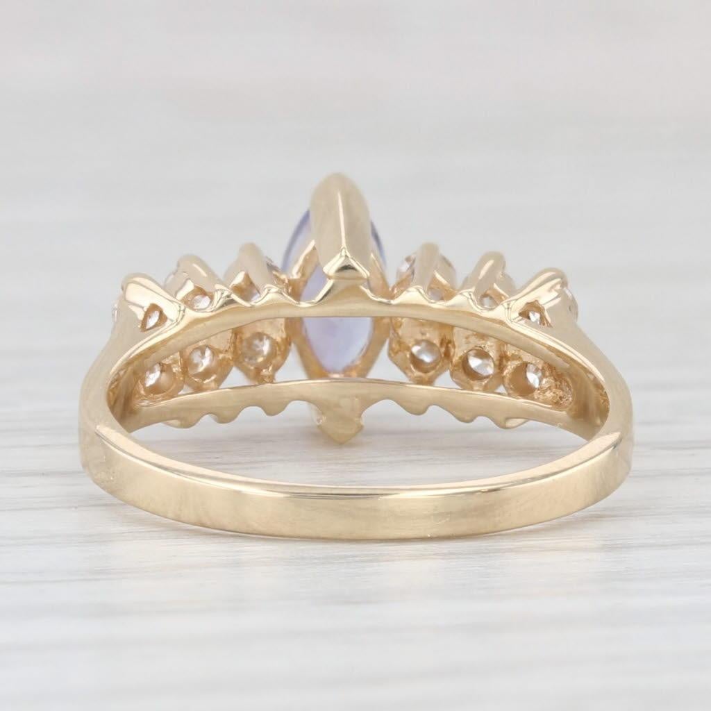 1.06ctw Anillo de Diamantes Tanzanita Marquesa Oro Amarillo 14k Talla 6.75 Corte marquesa en venta