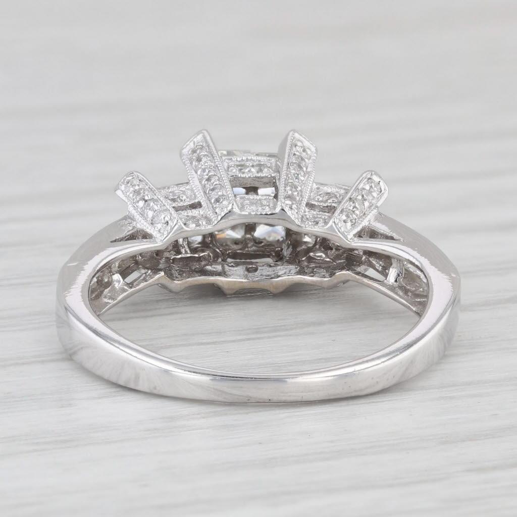 1.06ctw Princess Diamond Engagement Ring 14k White Gold Size 6 3-Stone 1