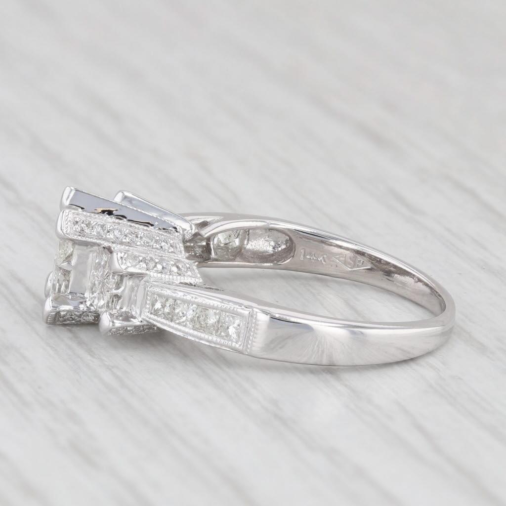 1.06ctw Princess Diamond Engagement Ring 14k White Gold Size 6 3-Stone 3