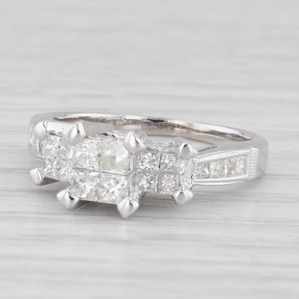 1.06ctw Princess Diamond Engagement Ring 14k White Gold Size 6 3-Stone 4