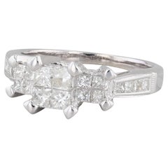 1.06ctw Princess Diamond Engagement Ring 14k White Gold Size 6 3-Stone