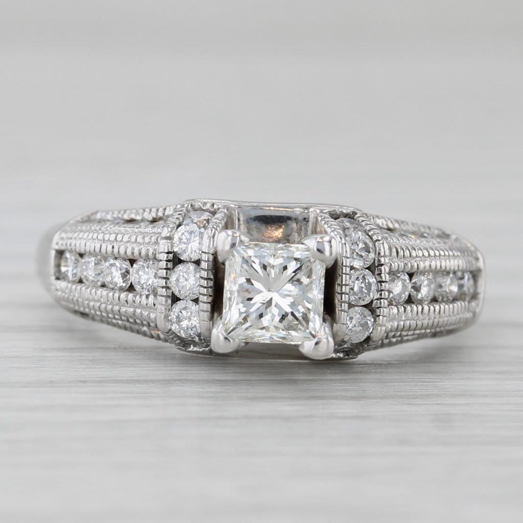 1.06ctw Princess Diamond Engagement Ring 14k White Gold Size 7 im Zustand „Gut“ im Angebot in McLeansville, NC