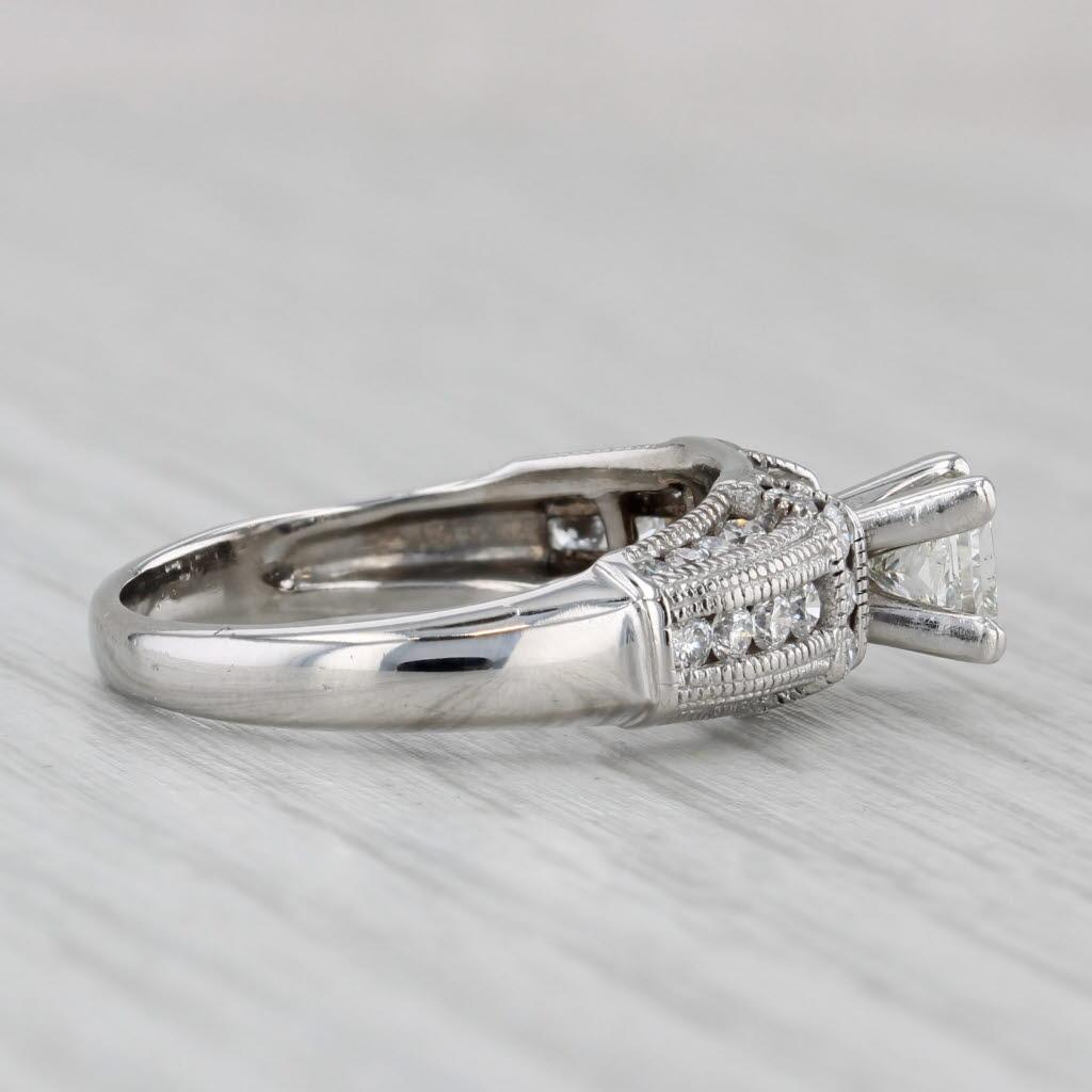 1.06ctw Princess Diamond Engagement Ring 14k White Gold Size 7 für Damen oder Herren im Angebot