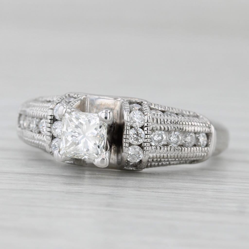 1.06ctw Princess Diamond Engagement Ring 14k White Gold Size 7 im Angebot 1