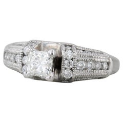 1.06ctw Princess Diamond Engagement Ring 14k White Gold Size 7