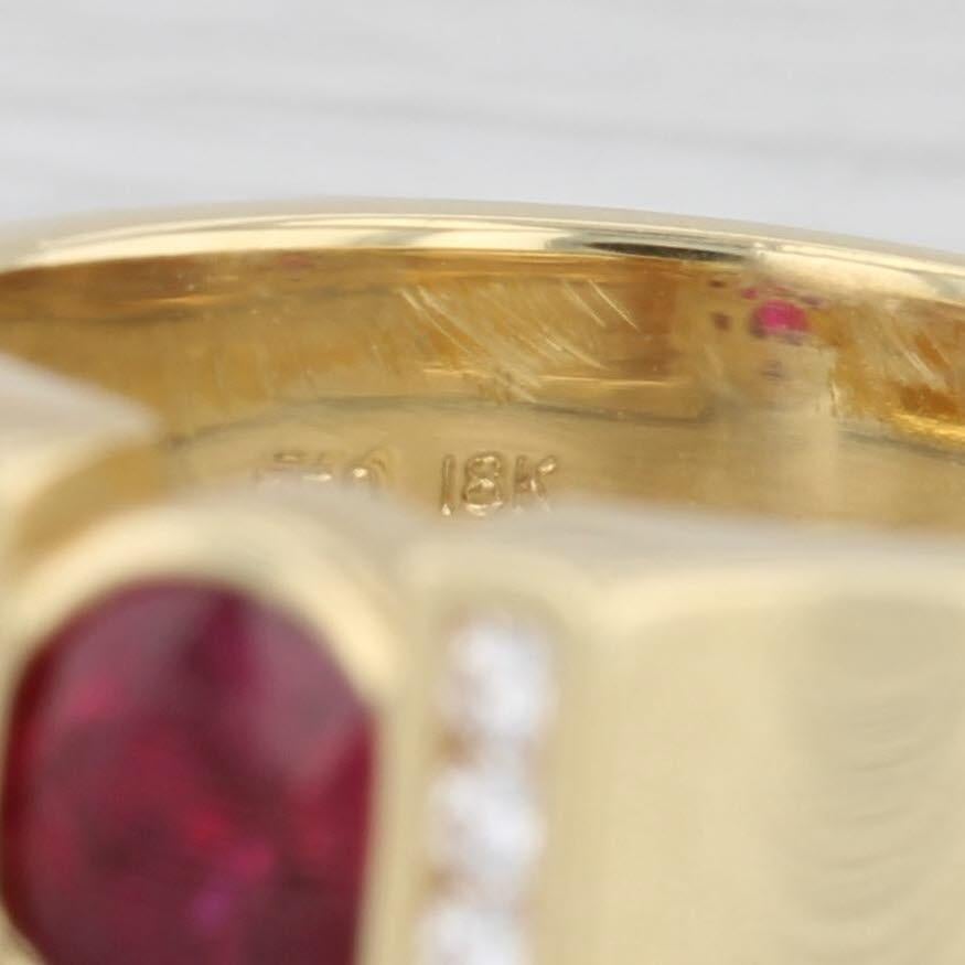 1.06ctw Round Ruby Diamond Ring 18k Yellow Gold Size 7.25 Engagement GIA In Good Condition For Sale In McLeansville, NC