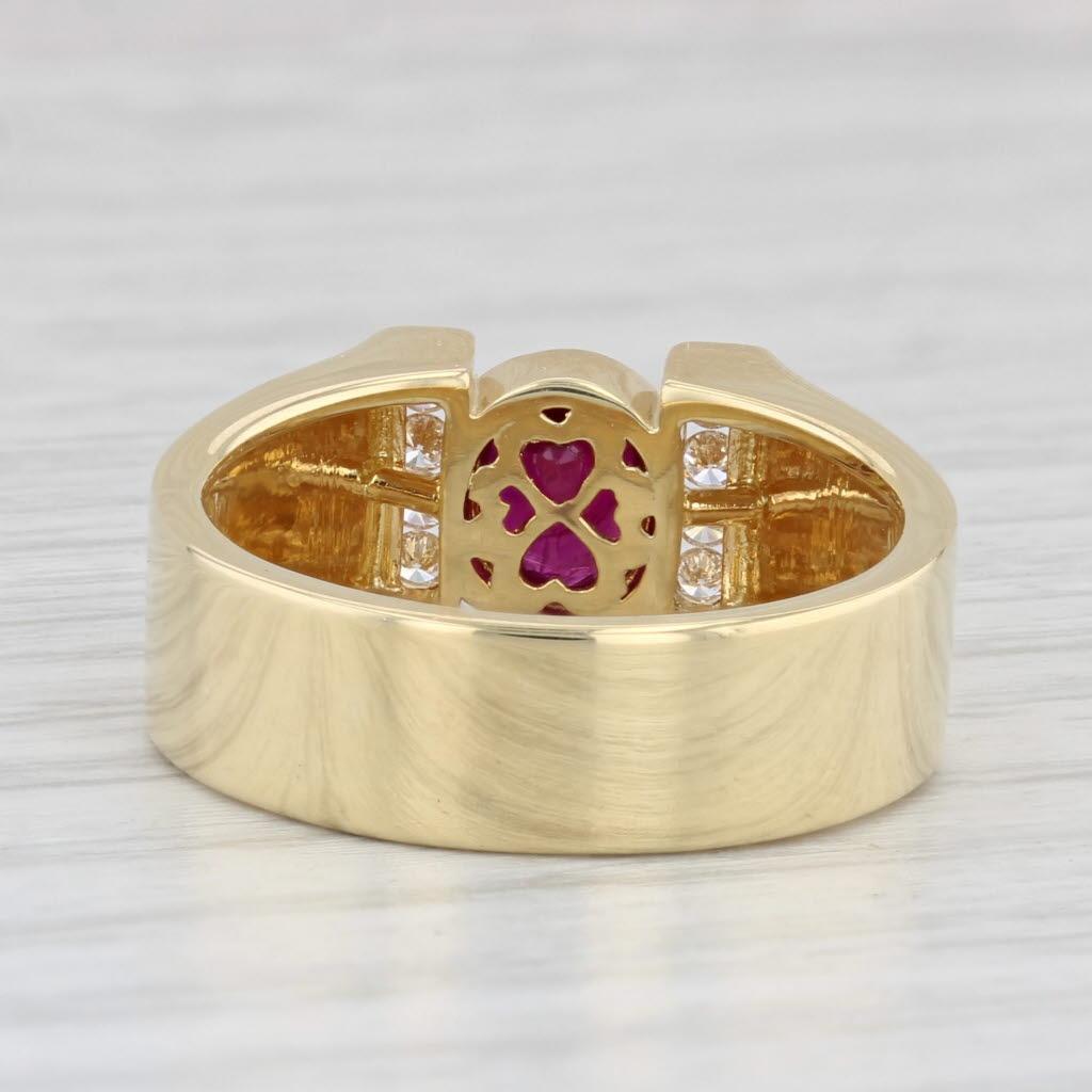 1.06ctw Round Ruby Diamond Ring 18k Yellow Gold Size 7.25 Engagement GIA For Sale 2