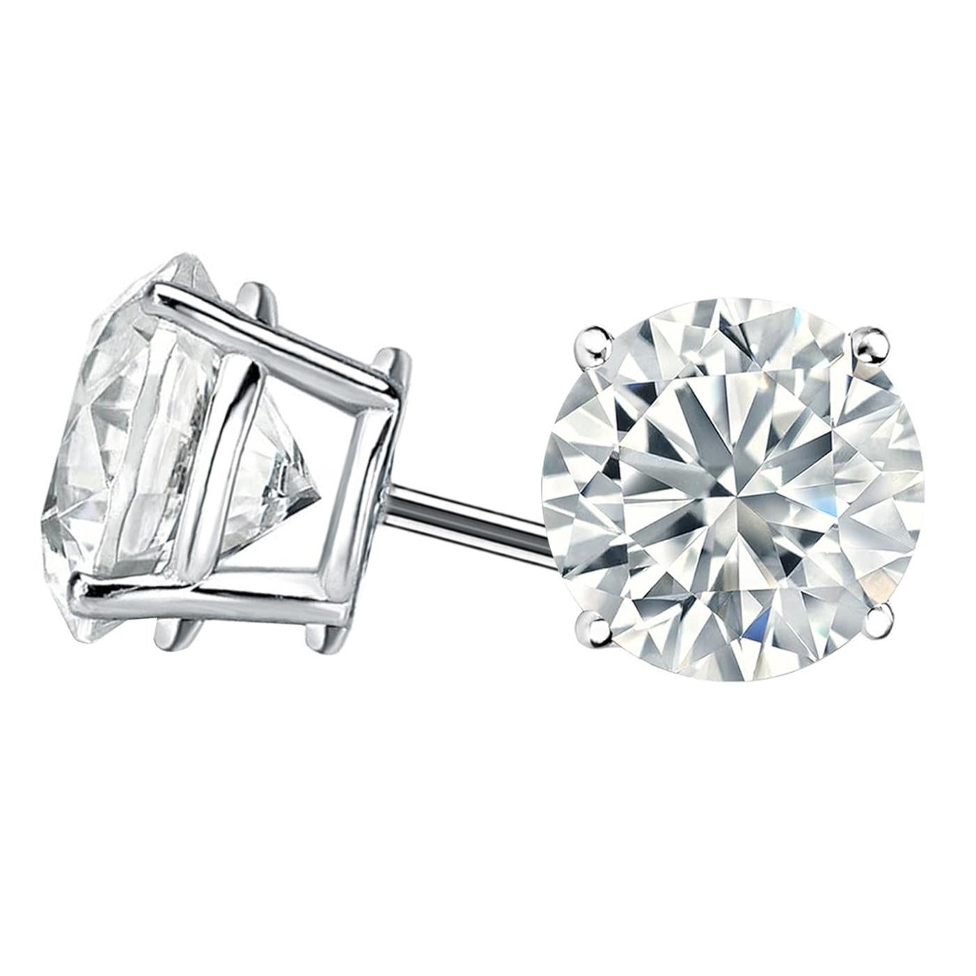 A stunning pair of round diamonds set in a four-prong 