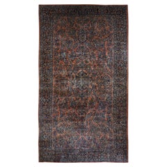 10'6" x 19'3", prismatisches Rot, antiker persischer Sarouk, handgeknüpfter Teppich aus reiner Wolle