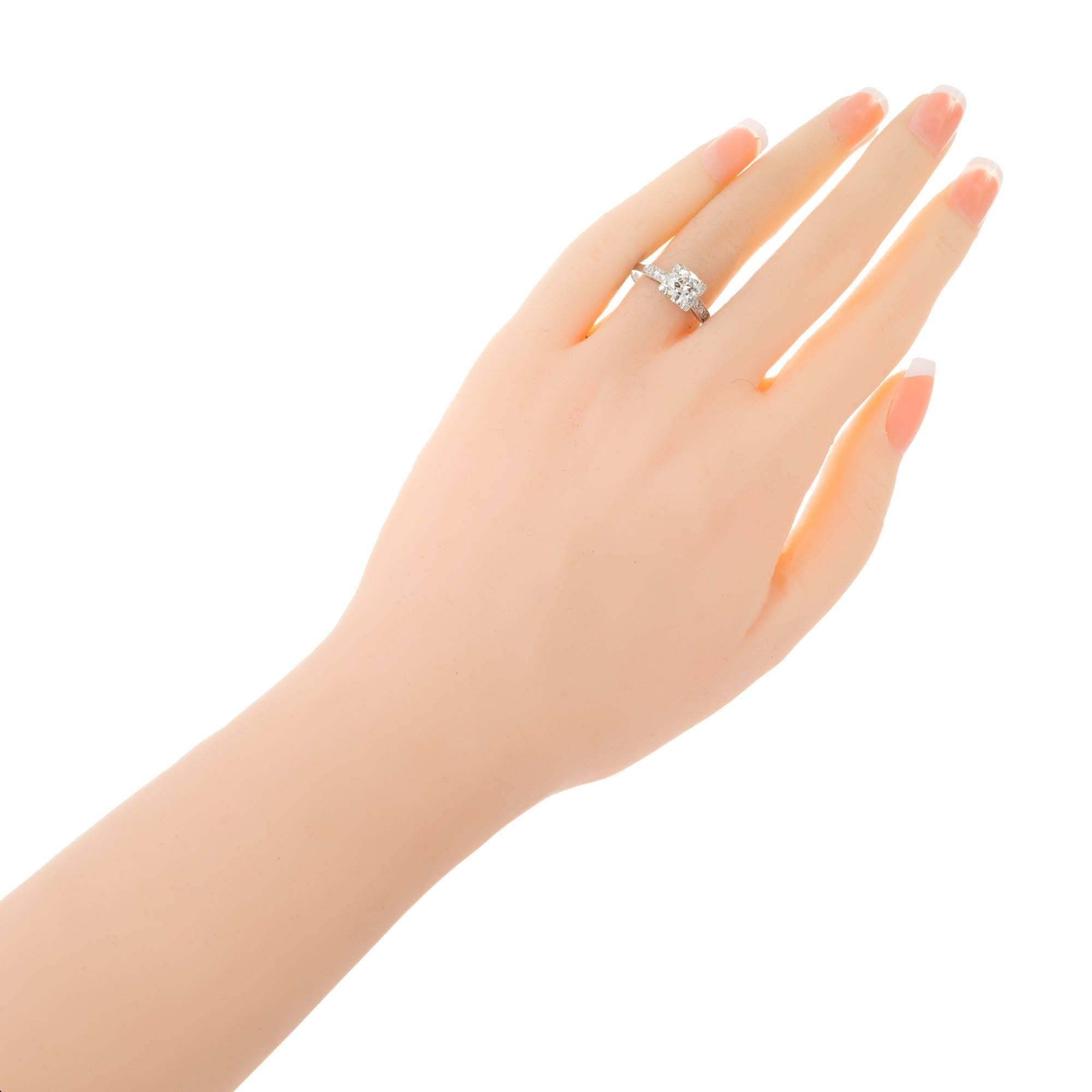 Women's 1.07 Carat Late Art Deco European Diamond Platinum Engagement Ring For Sale