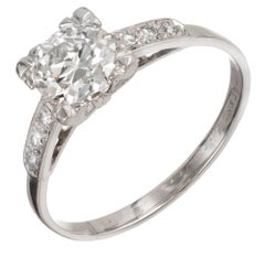 1.07 Carat Late Art Deco European Diamond Platinum Engagement Ring
