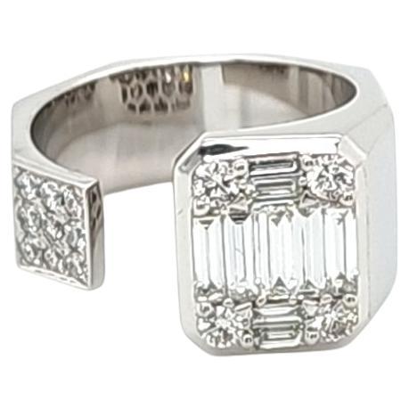 1.07 Carat Baguette Diamond White Gold Ring For Sale
