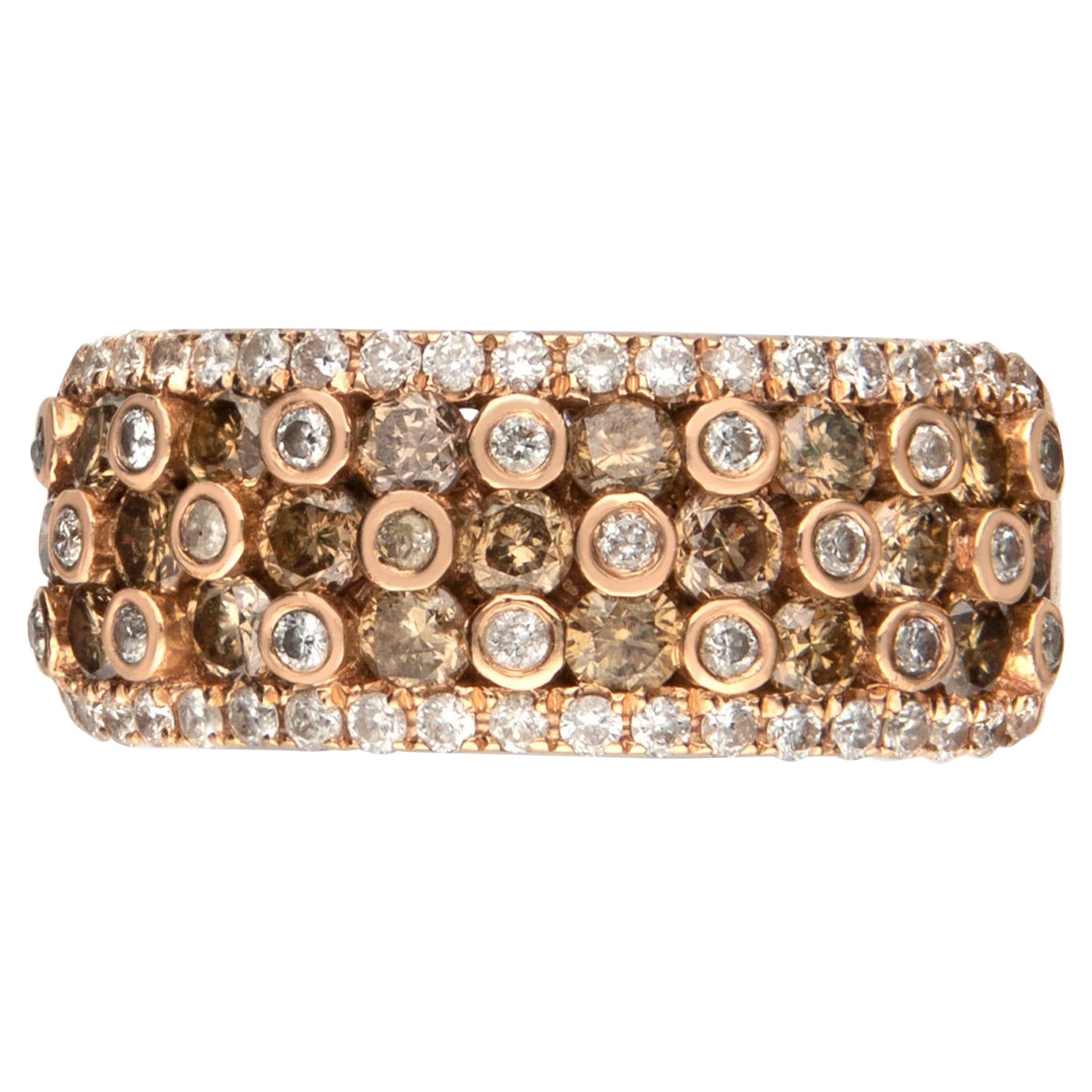 Anello in oro rosa 14 carati con diamante marrone e diamante bianco da 1,07 carati