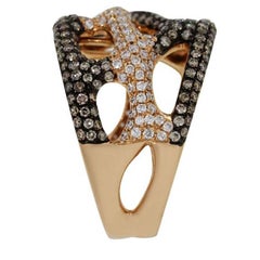 Champagne and White Diamond Freeform Ring
