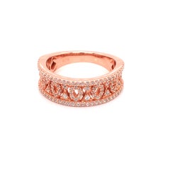 1.07 Carat Cubic Zirconia Rose Gold Plated Half Filigree Wedding Band Ring
