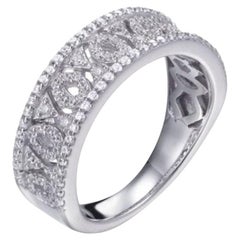 1.07 Carat Cubic Zirconia Sterling Silver Half Filigree Wedding Band Ring