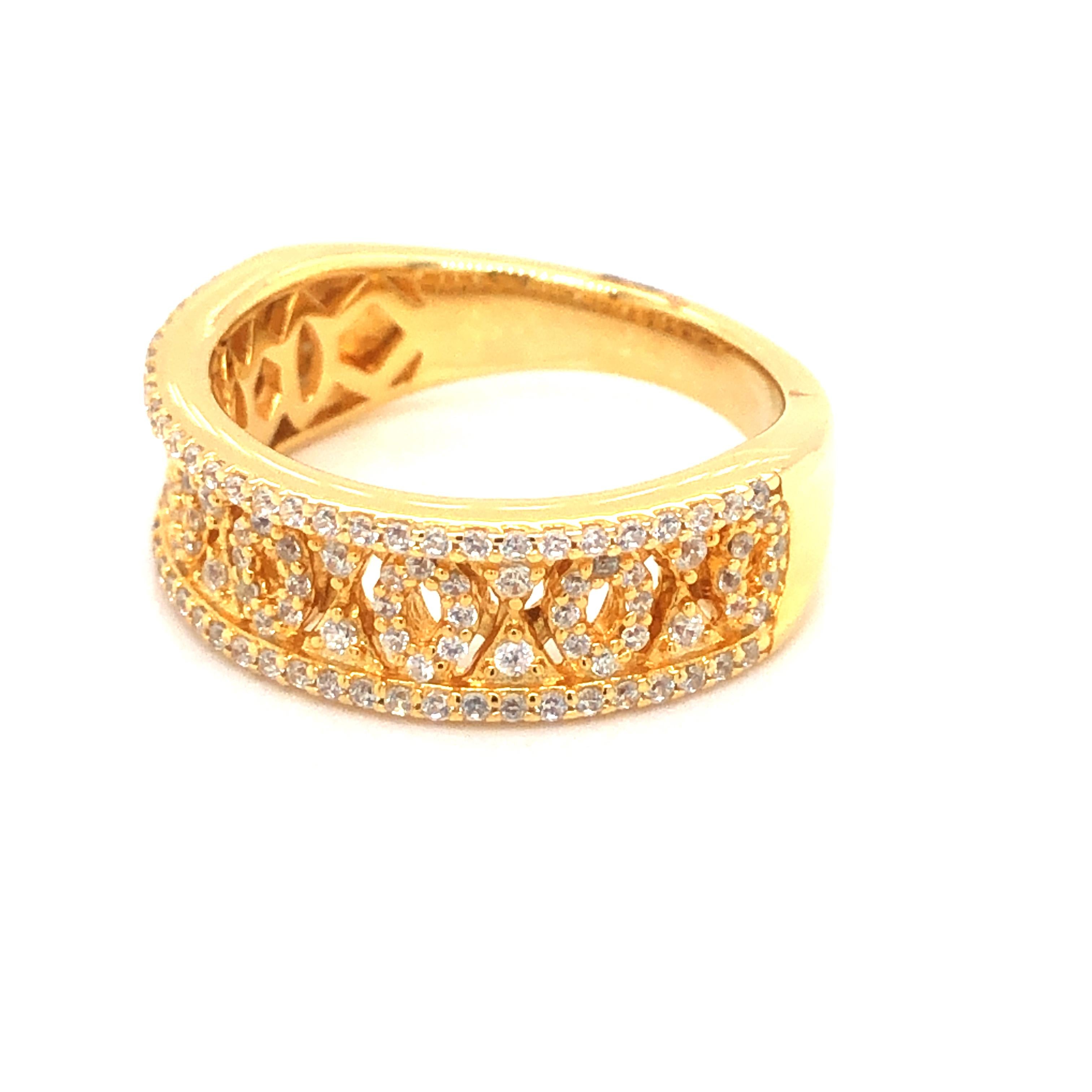 cz wedding band yellow gold