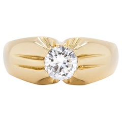 Anillo de caballero de oro amarillo de 18 quilates con un diamante de 1,07 quilates